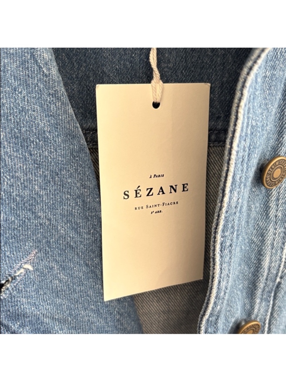 Sezane Light Blue Ruffle-Trim Denim Vest - Picture 2 of 6